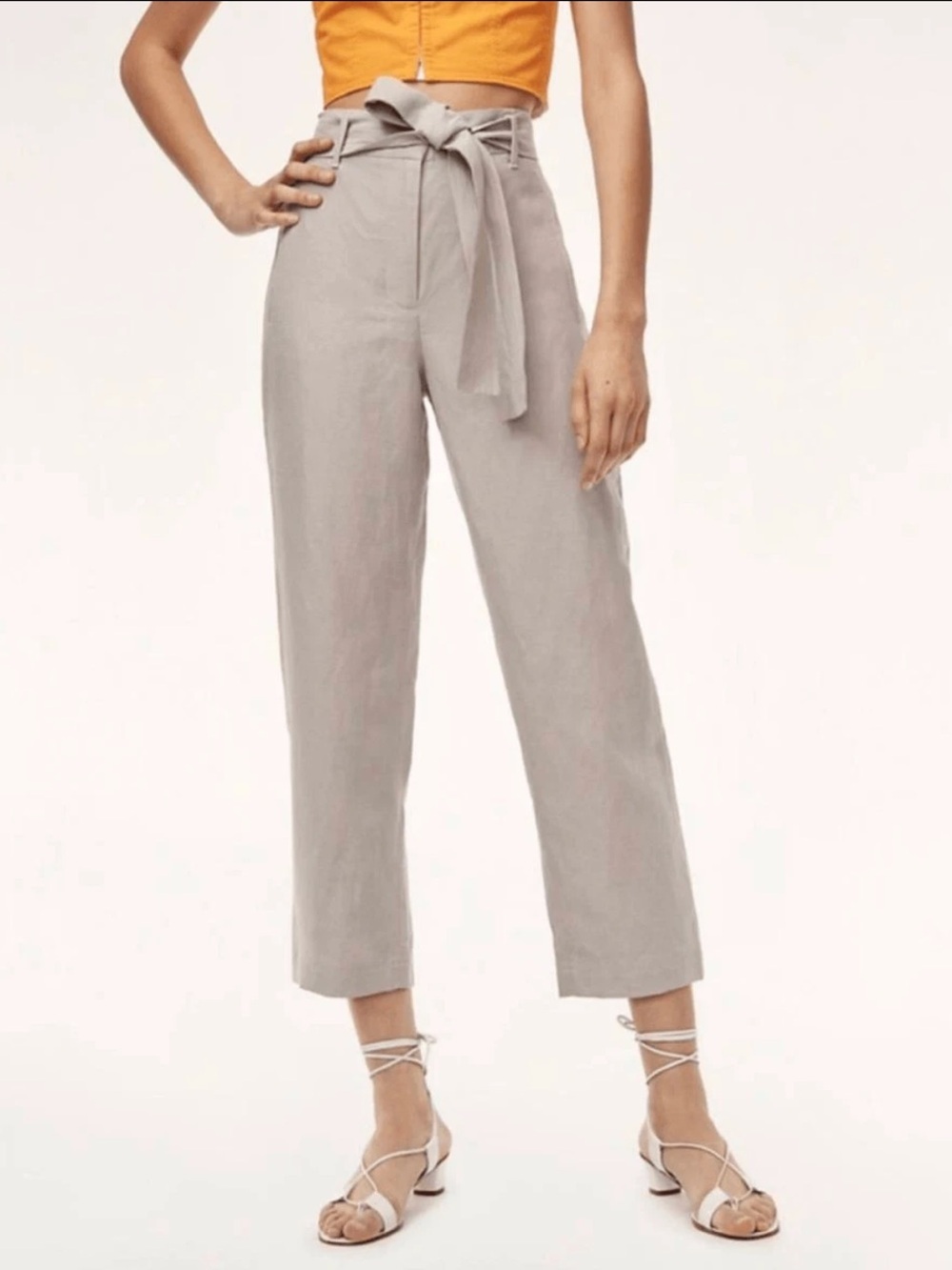 Aritzia Wilfred Jallade Wide Leg Linen Trouser Pants Size 0 Chic Preppy Academia